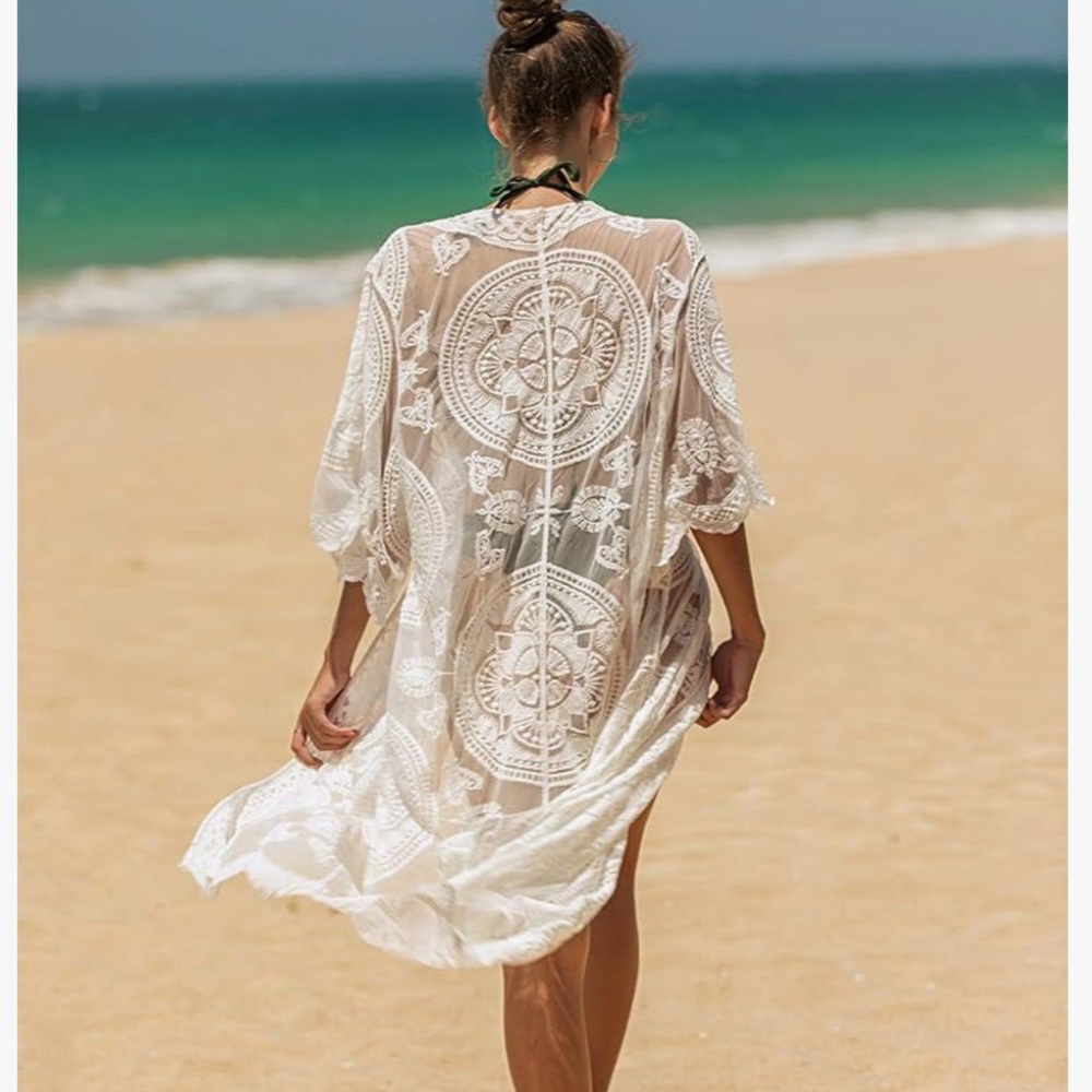 Chic Lace White Beach Cover-Up